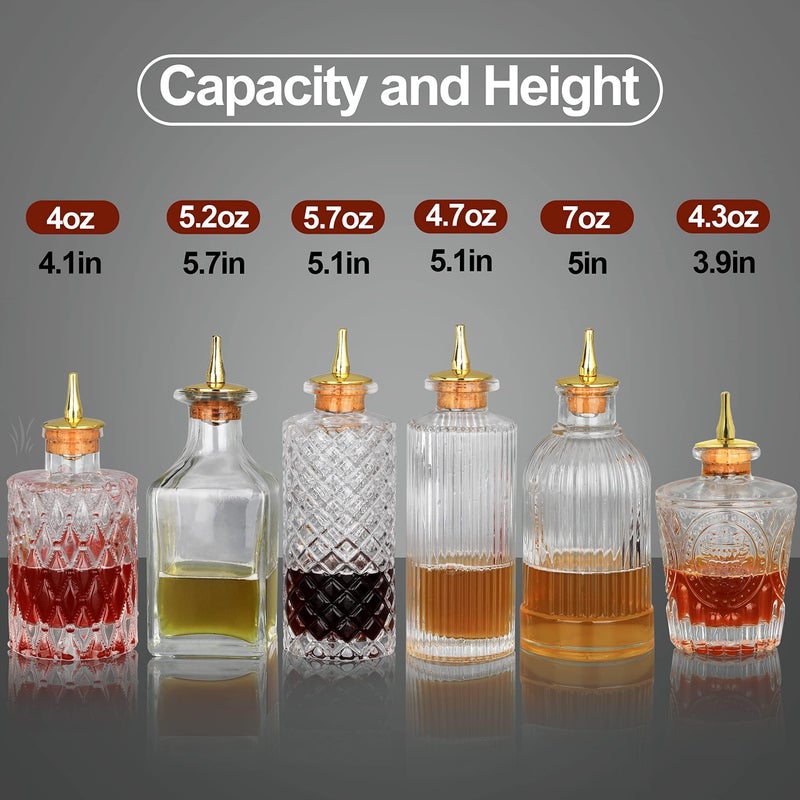 SuproBarware Bitters Bottles Set of 6 - Glass Dasher Bottles with Dash Top and Stopper Great Dispenser Bottle For Your Bitters Great for homemade Cocktail and Bartender - Image 2